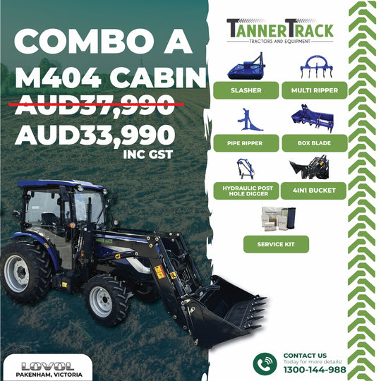 LOVOL M404 TE, 35hp Cabin Tractor with 4in1 Front Loader