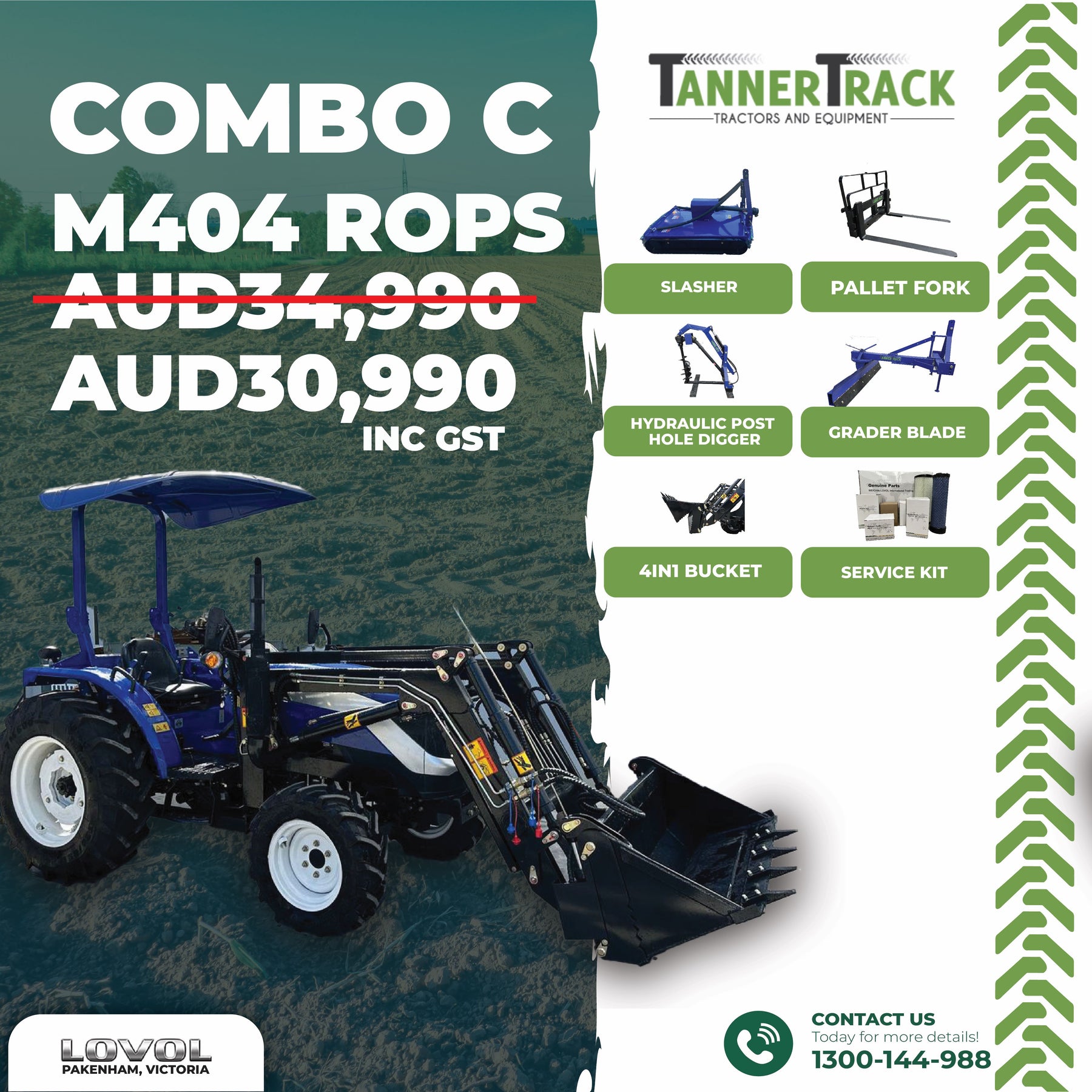 Tractor 4wd Rop LOVOL M404 TE, 40hp Rop's Tractor